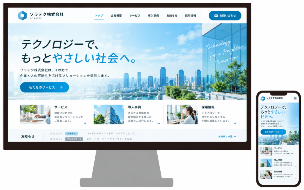デザインや更新性にもこだわるホームページ