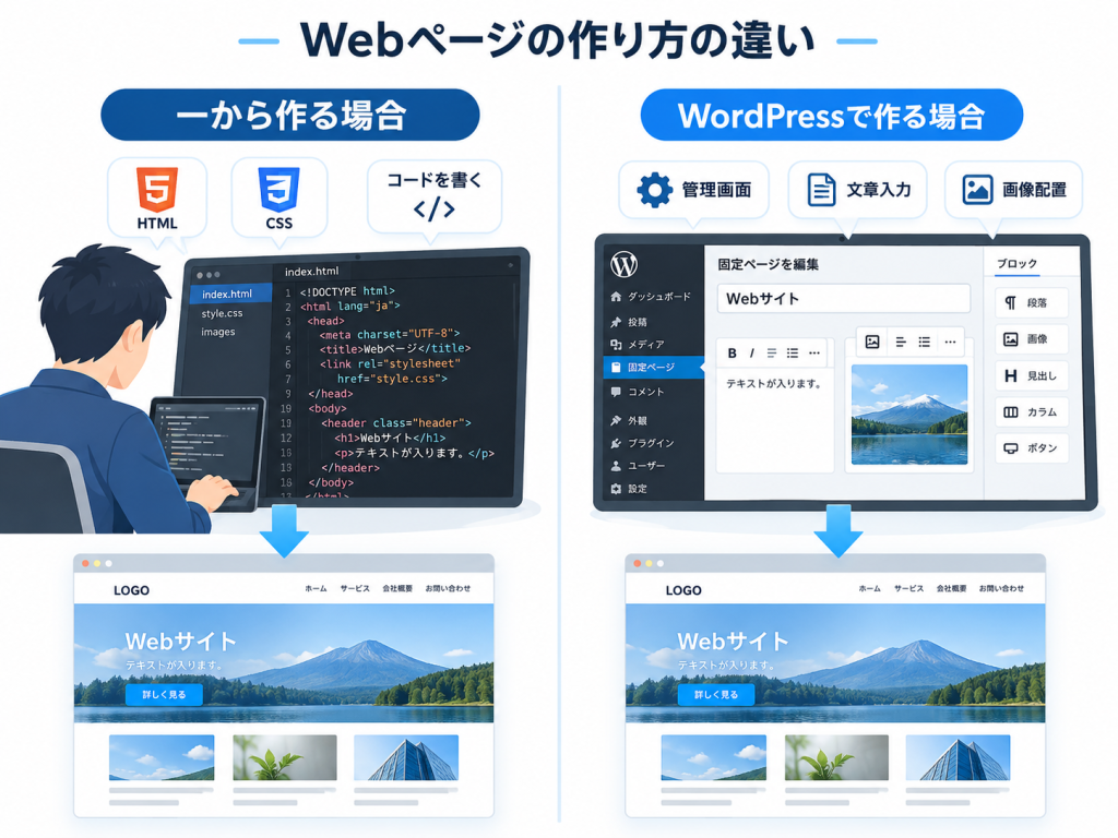 Webページの作り方の違い