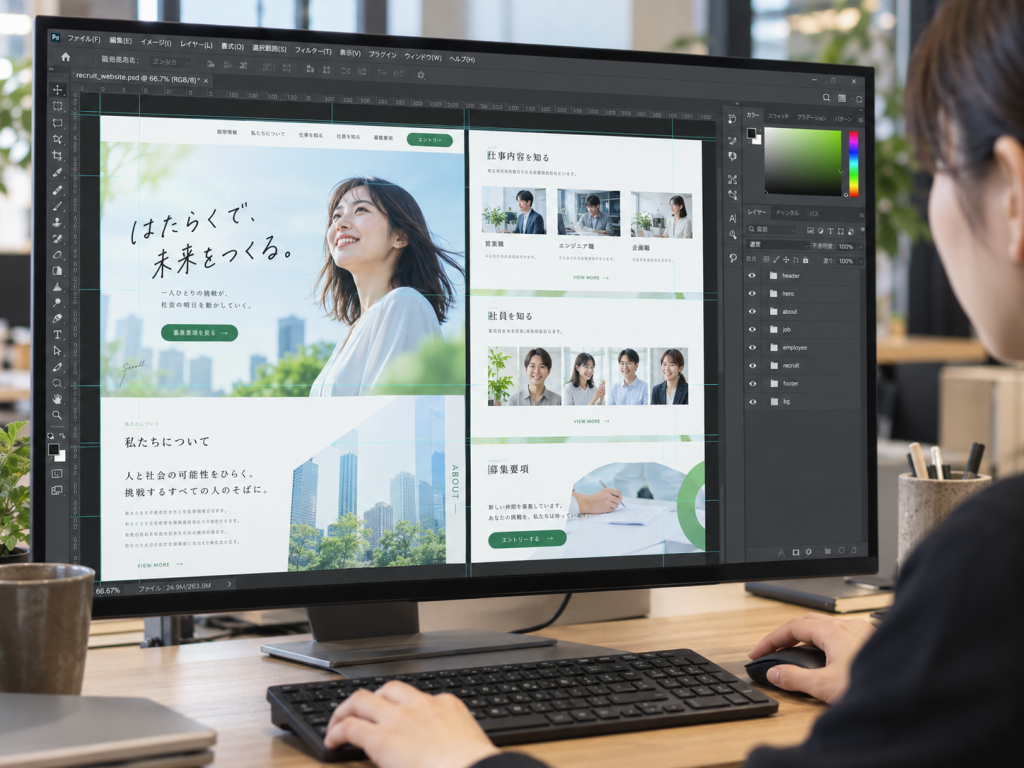 採用サイトの制作/パソコン/Photoshop