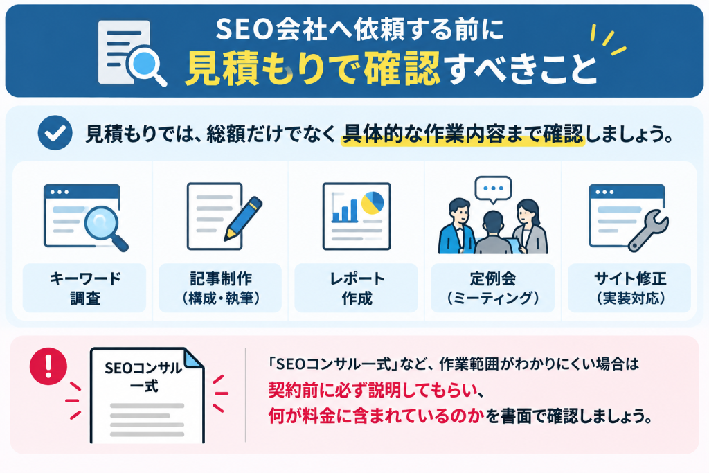 SEO対策の外注の見積時に確認すべきこと
